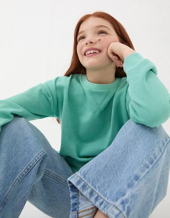 Kids FatFace Sweatshirts and Hoodies Tilbury Crew Sweatshirt Mint Green