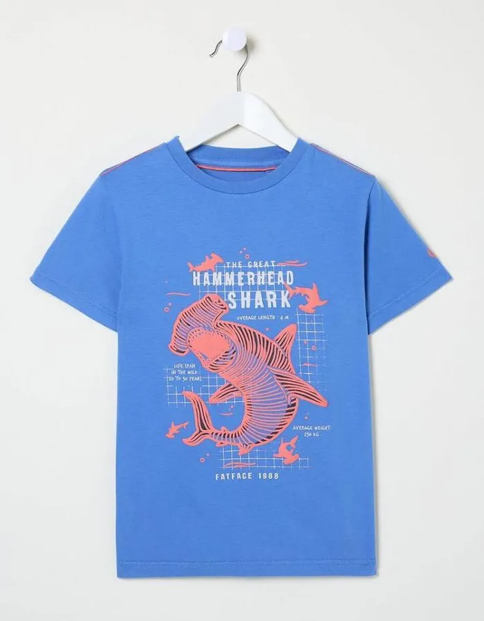 Kids FatFace TShirts and Polos Hammerhead Shark TShirt Blue