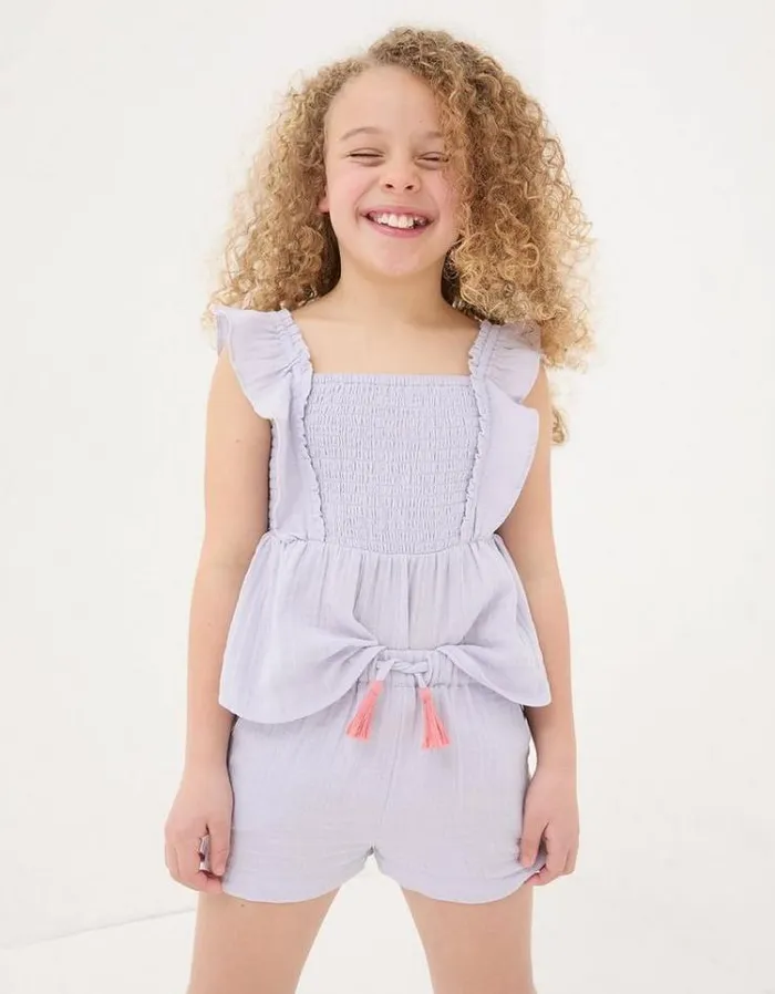 Kids FatFace Tops and TShirts Sienna Cami and Short Set Lilac