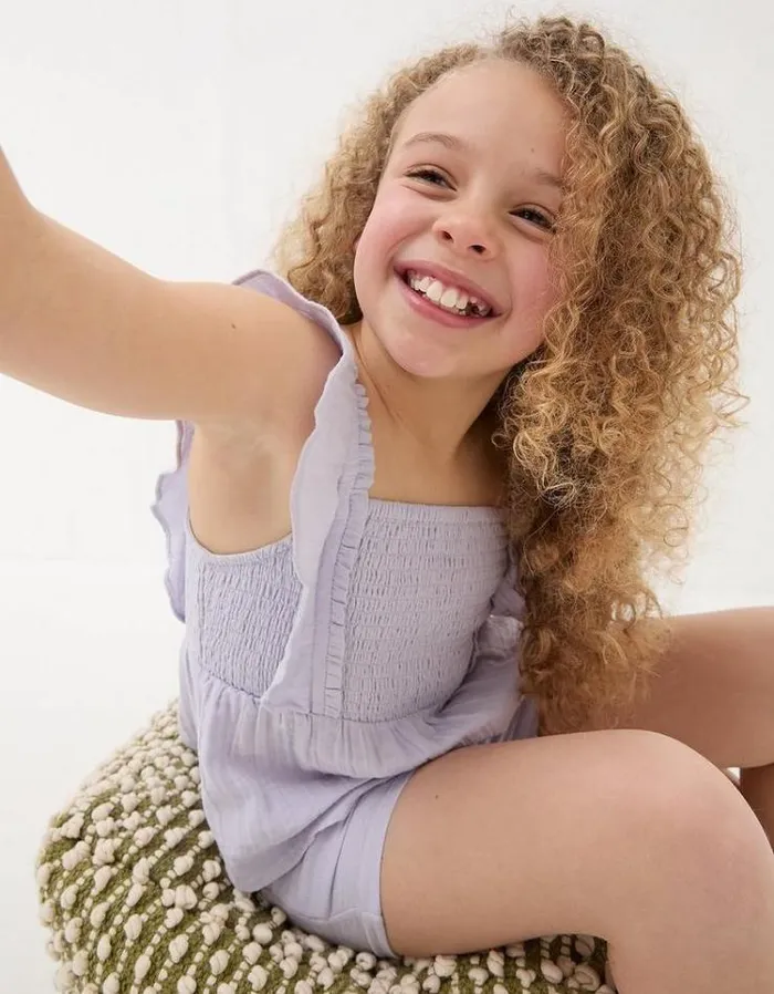 Kids FatFace Tops and TShirts Sienna Cami and Short Set Lilac
