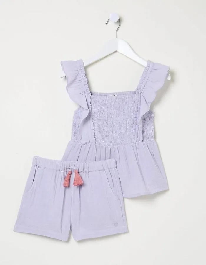 Kids FatFace Tops and TShirts Sienna Cami and Short Set Lilac