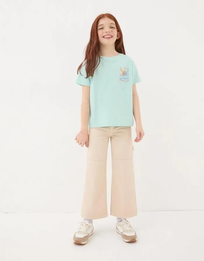 Kids FatFace Tops and TShirts Waves Graphic T Shirt Mint Green