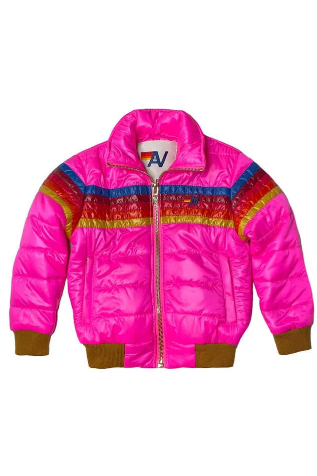 Kids Kids Collection Aviator Nation 5 STRIPE KIDS TRAVELER JACKET 8211 NEON PINK GLOSSY