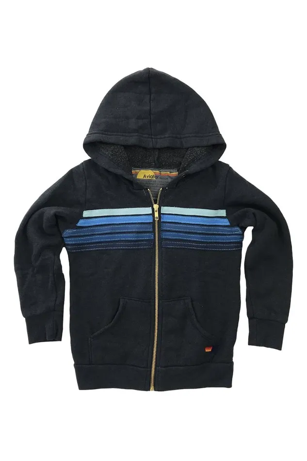 Kids Kids Collection Aviator Nation KID039S 5 STRIPE HOODIE 8211 CHARCOAL BLUE