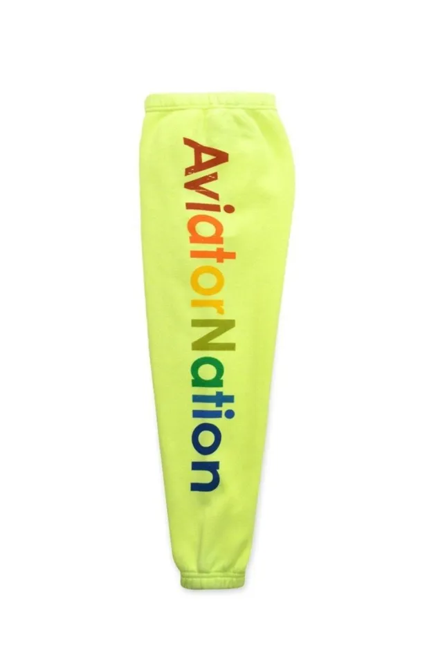 Kids Kids Collection Aviator Nation KID039S AVIATOR NATION SWEATPANTS 8211 NEON YELLOW