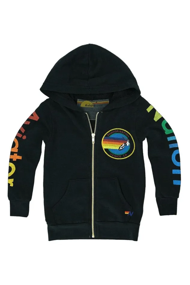 Kids Kids Collection Aviator Nation KID039S AVIATOR NATION ZIP HOODIE 8211 BLACK