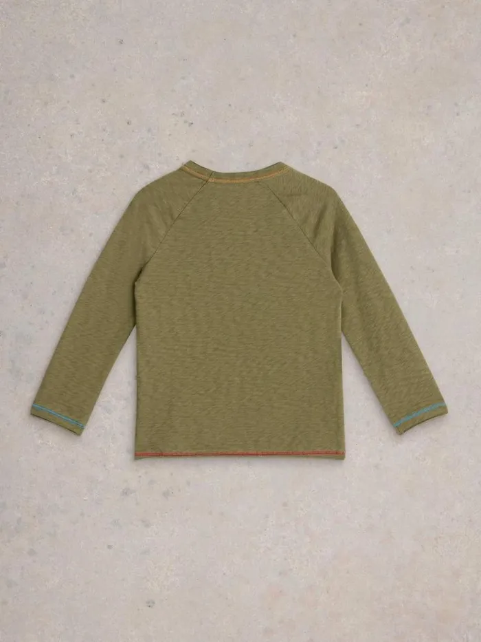 Kids LS Wolf In Woods Graphic Tee Khaki Green White Stuff Tops Kids LS Wolf In Woods Graphic Tee Khaki Green White Stuff Tops