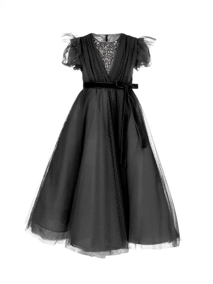 Kids Marchesa Gowns Embellished Plumentis Gown Black