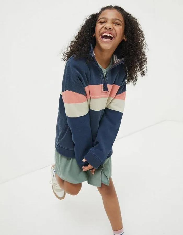 KidsMen FatFace Mini Me Outfits Colorblock Boxy Airlie Sweatshirt Navy