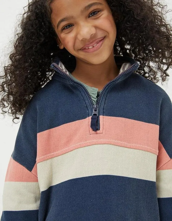 KidsMen FatFace Mini Me Outfits Colorblock Boxy Airlie Sweatshirt Navy