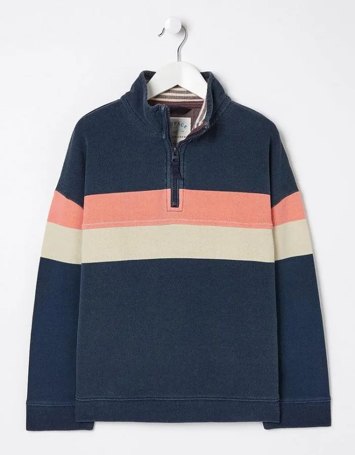 KidsMen FatFace Mini Me Outfits Colorblock Boxy Airlie Sweatshirt Navy