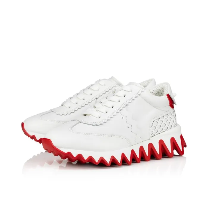 Kids Mini Shark Sneakers 8211 Calf Leather 8211 Bianco Christian Louboutin Sneakers