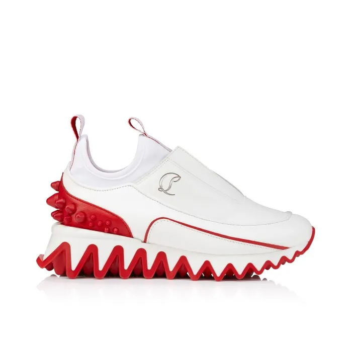 Kids Mini Sharkyloub Running Sneakers 8211 Calf Leather And Neoprene 8211 Bianco Christian Louboutin Sneakers