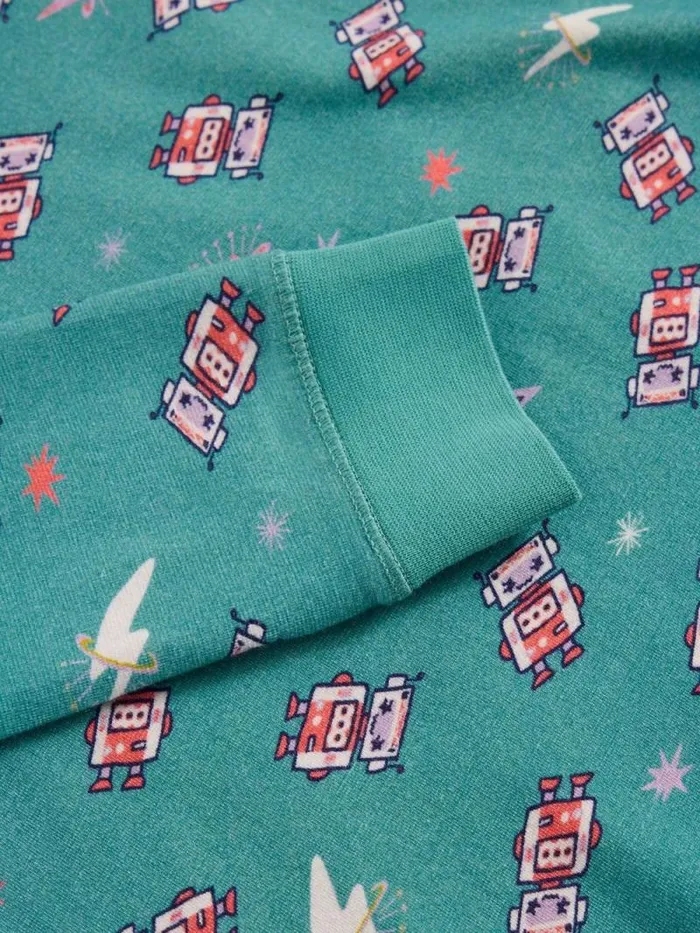 Kids Robots PJ Set Blue Print White Stuff Pyjamas
