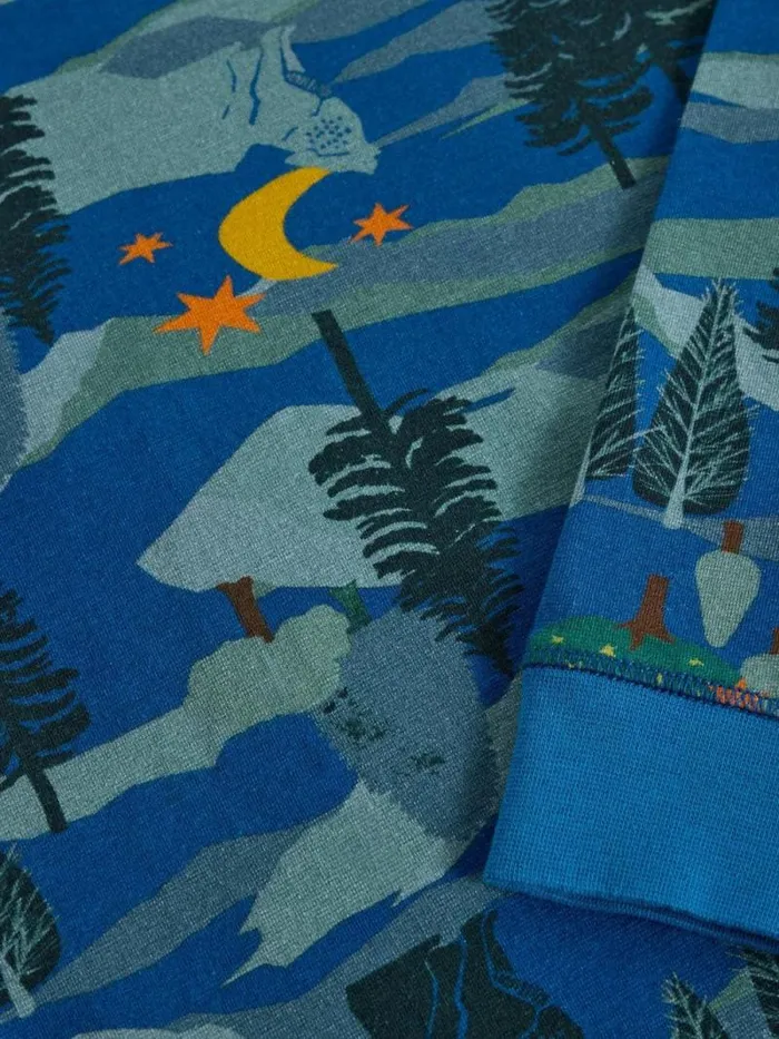 Kids Wolf Moon PJ Set Blue Print White Stuff Pyjamas