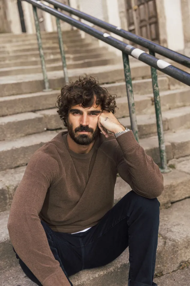 Knits MOS MOSH Men MMGPablo Wool Knit Brown Latte Knits MOS MOSH Men MMGPablo Wool Knit Brown Latte
