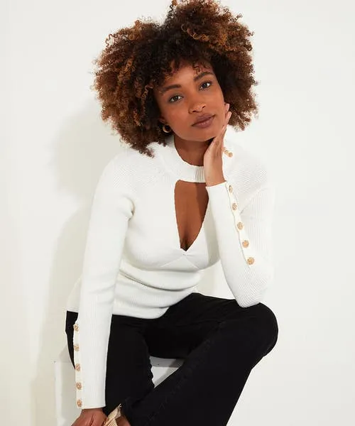 Knitwear and Cardigans Joebrowns Apparel Feeling Fancy Keyhole Jumper Cream