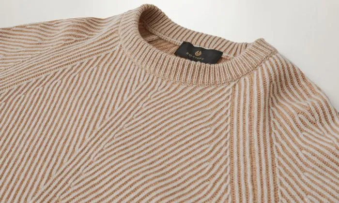 Knitwear Men Belstaff Centenary Rib Crewneck Jumper Chalk British Khaki Knitwear Men Belstaff Centenary Rib Crewneck Jumper Chalk British Khaki