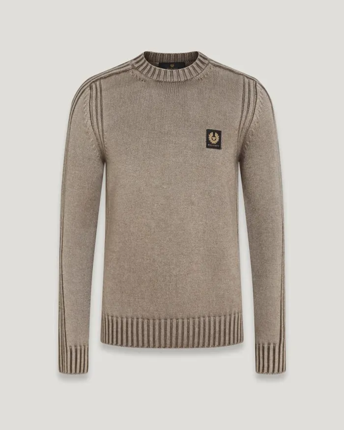Knitwear Men Belstaff Watch Crewneck Jumper Clay Brown