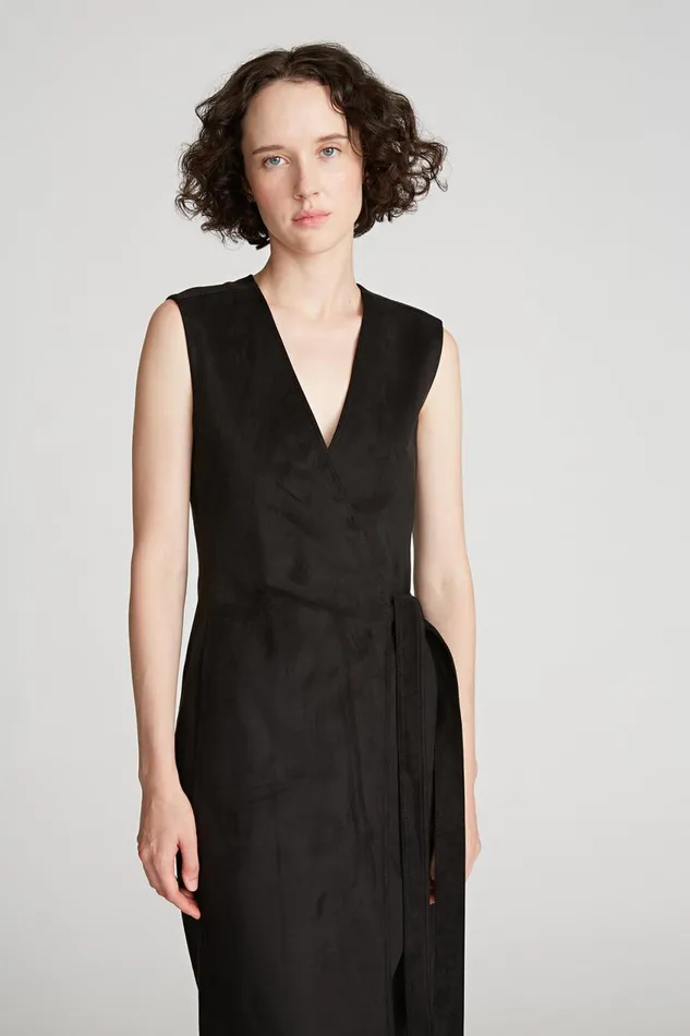 Knitwear Women Halston Paulina Dress In Ultrasuede Black