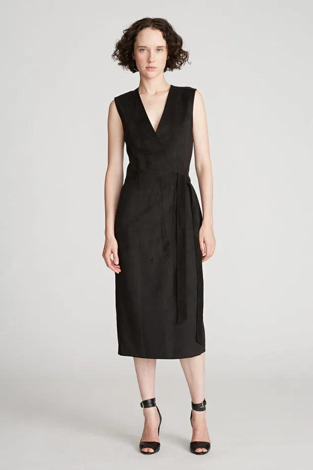 Knitwear Women Halston Paulina Dress In Ultrasuede Black