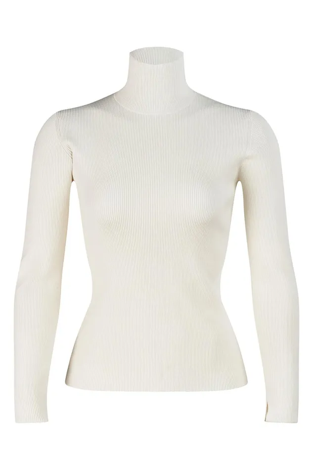 Knitwear Women Halston Ty Turtleneck In Matte Viscose Ivory