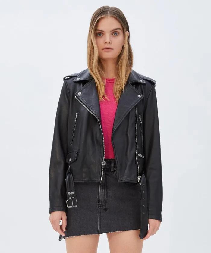 Ksubi Bad Company Biker Black Leather Womens Jackets