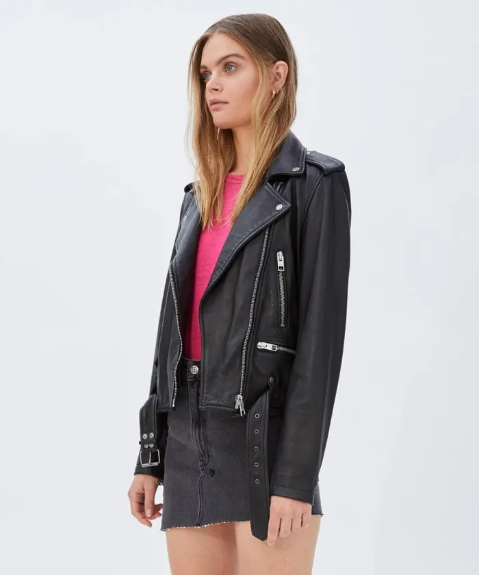 Ksubi Bad Company Biker Black Leather Womens Jackets