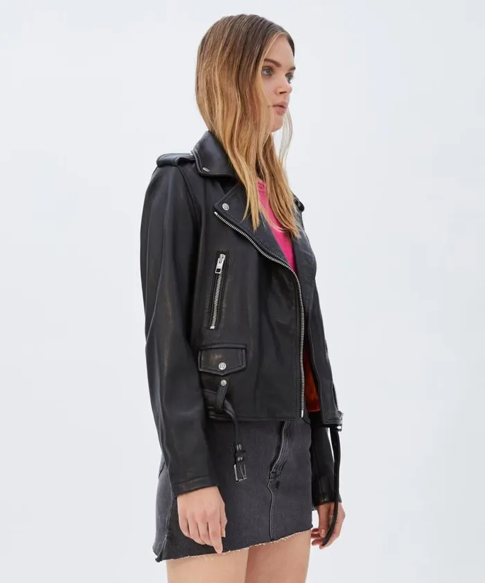 Ksubi Bad Company Biker Black Leather Womens Jackets