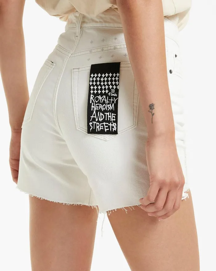 Ksubi Racer Short Blizzard Trashed Womens Denim Shorts