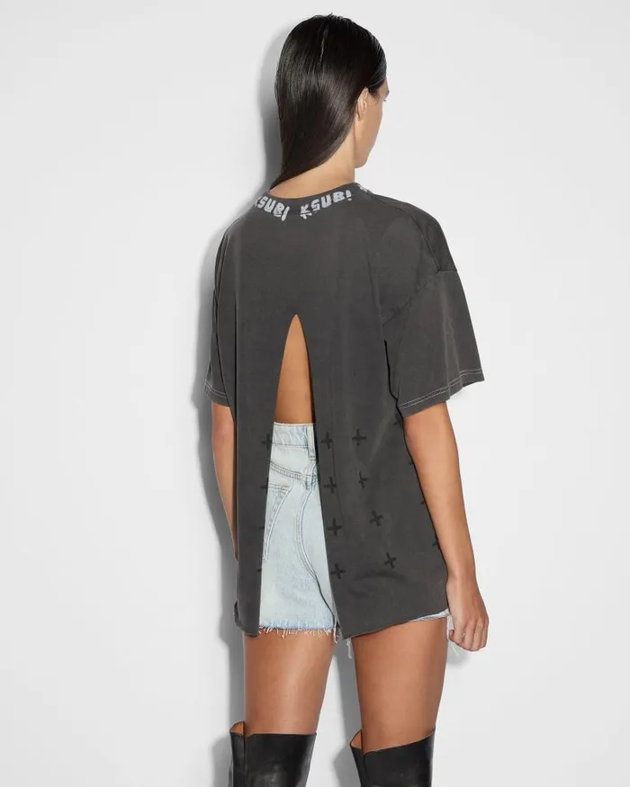Ksubi Scrawl Oh G Ss Tee Sliced Iron Womens Tops