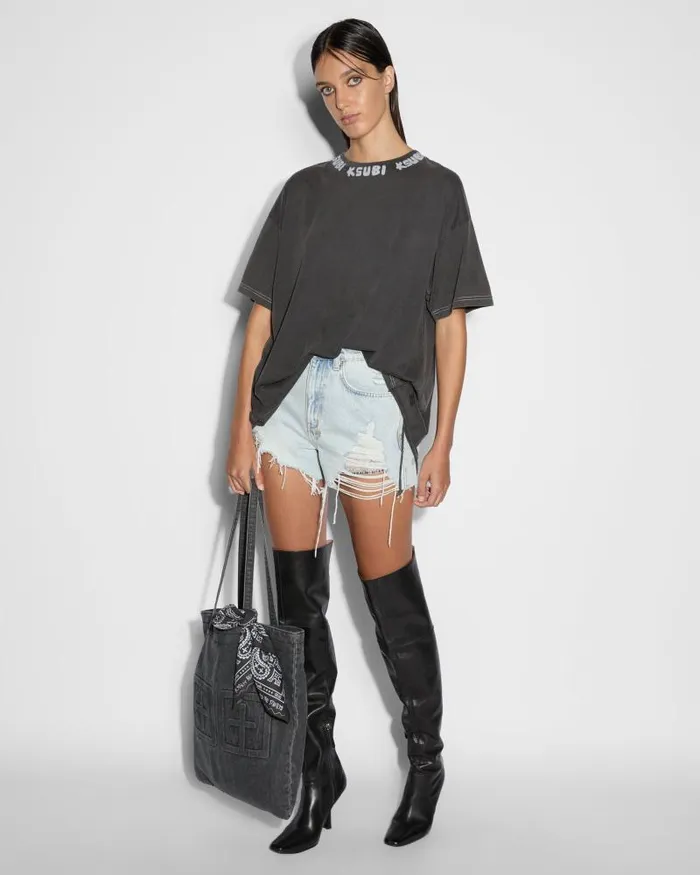 Ksubi Scrawl Oh G Ss Tee Sliced Iron Womens Tops