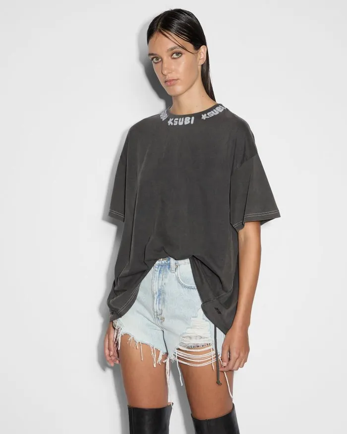 Ksubi Scrawl Oh G Ss Tee Sliced Iron Womens Tops