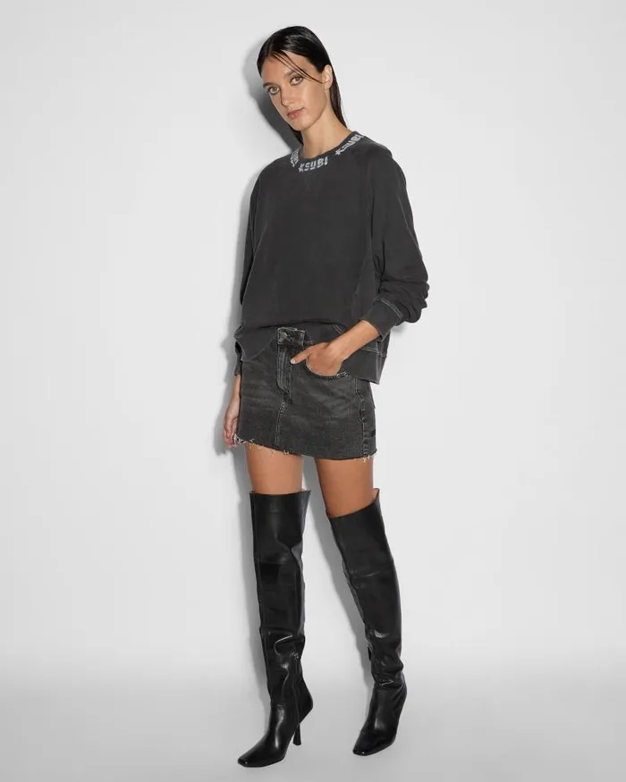 Ksubi Scrawl Origin Crew Washed Black Womens Sweats