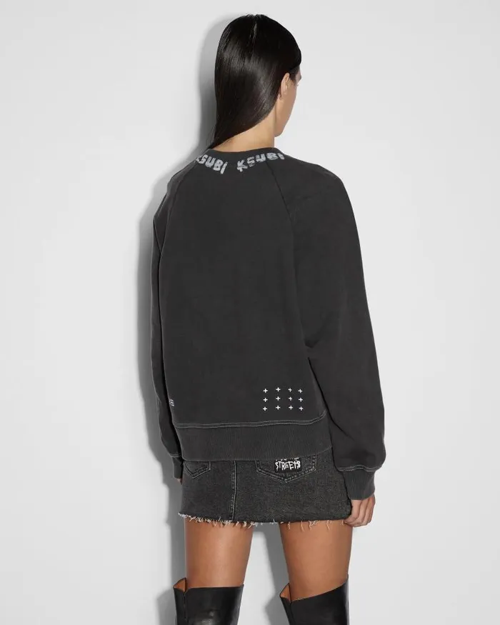 Ksubi Scrawl Origin Crew Washed Black Womens Sweats