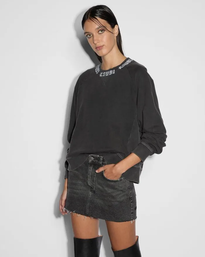 Ksubi Scrawl Origin Crew Washed Black Womens Sweats