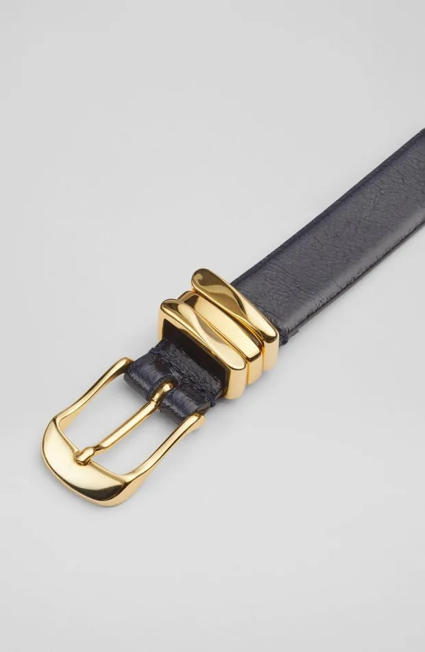 LKBennett Belts Women Georgette Navy Crinkle Patent Leather Belt LKBennett Belts Women Georgette Navy Crinkle Patent Leather Belt