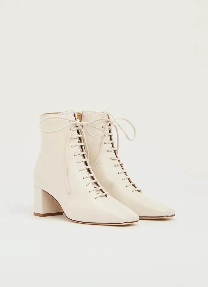 LKBennett Boots Women Arabella Cream Leather LaceUp Ankle Boots LKBennett Boots Women Arabella Cream Leather LaceUp Ankle Boots