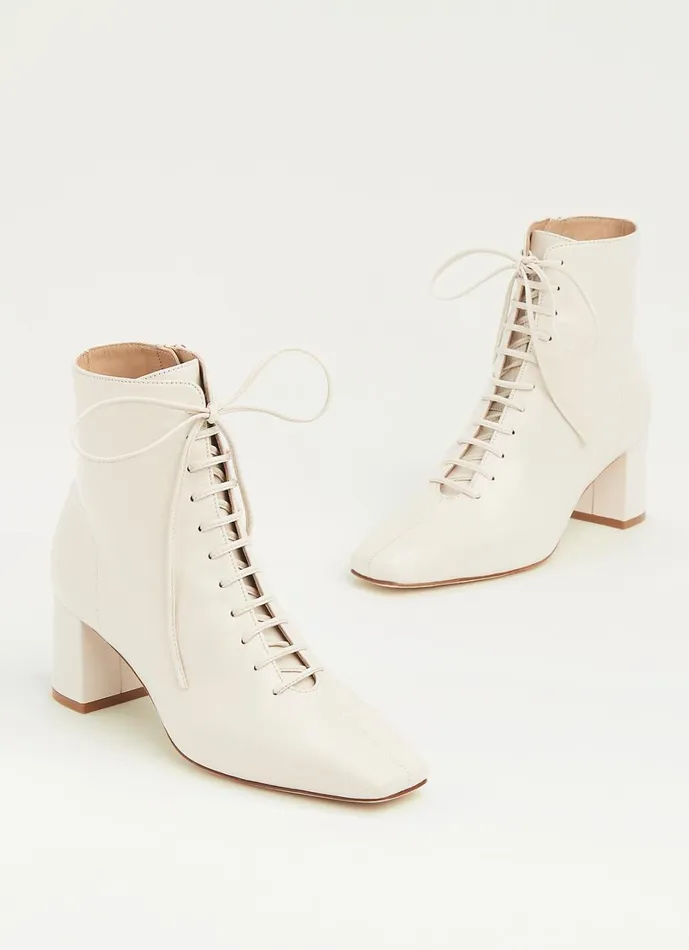 LKBennett Boots Women Arabella Cream Leather LaceUp Ankle Boots LKBennett Boots Women Arabella Cream Leather LaceUp Ankle Boots