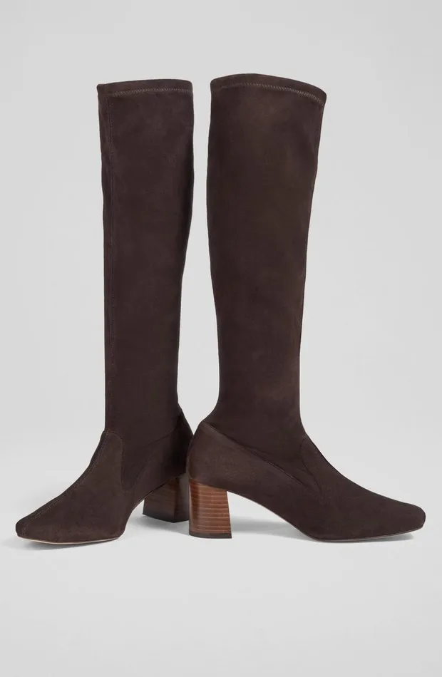 LKBennett Boots Women Davina Chocolate Stretch Suede KneeHigh Boots LKBennett Boots Women Davina Chocolate Stretch Suede KneeHigh Boots