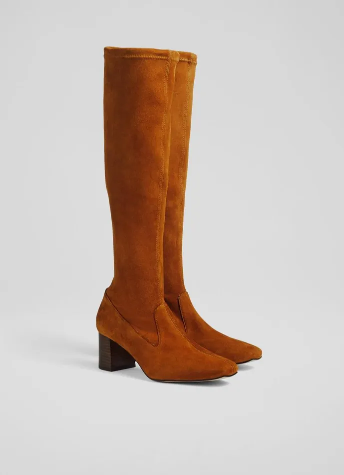 LKBennett Boots Women Davina Nutmeg Stretch Suede KneeHigh Boots LKBennett Boots Women Davina Nutmeg Stretch Suede KneeHigh Boots