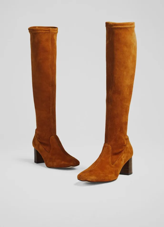 LKBennett Boots Women Davina Nutmeg Stretch Suede KneeHigh Boots LKBennett Boots Women Davina Nutmeg Stretch Suede KneeHigh Boots