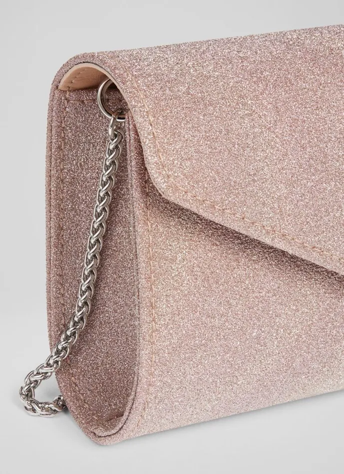 LKBennett Clutch Bags Women Lucille Rose Fine Glitter Clutch Bag LKBennett Clutch Bags Women Lucille Rose Fine Glitter Clutch Bag