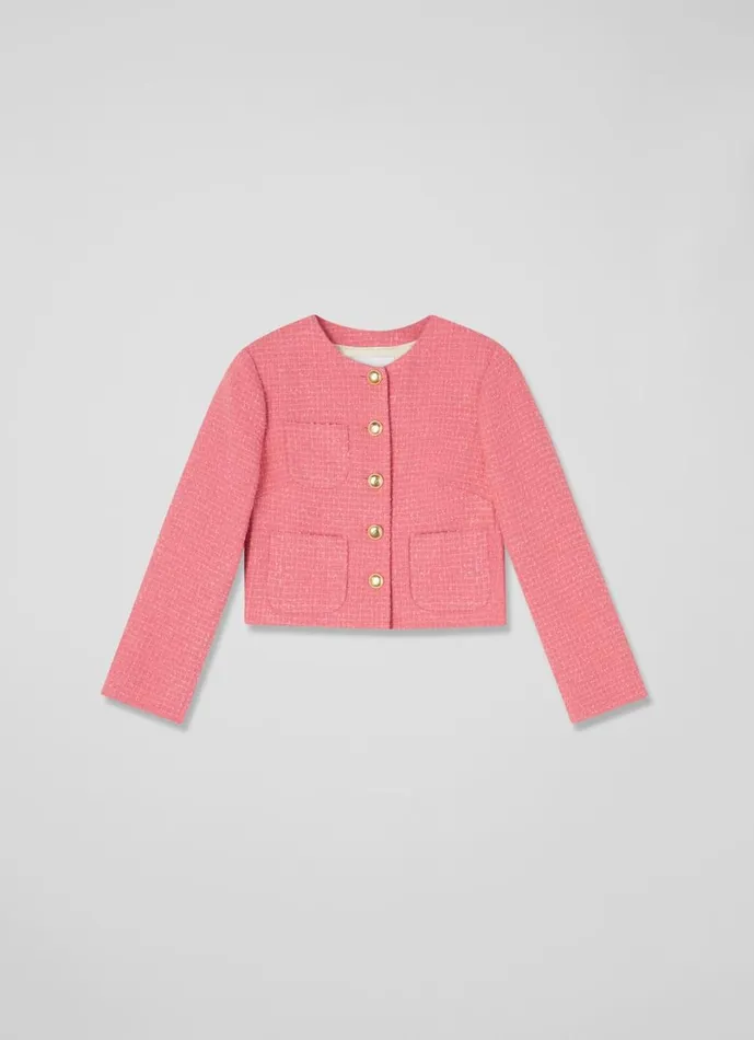 LKBennett Coats and Jackets Women Allie Pink Recycled Cotton Italian Tweed Jacket