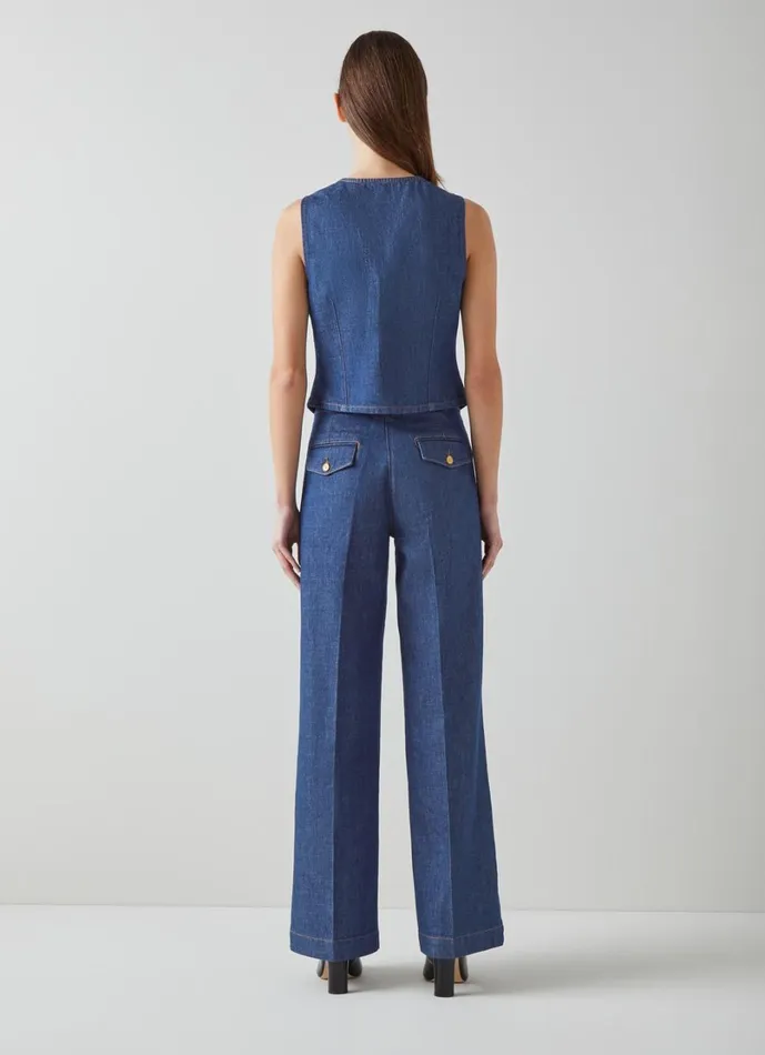 LKBennett Coats and Jackets Women Ami Organic Cotton Denim Waistcoat LKBennett Coats and Jackets Women Ami Organic Cotton Denim Waistcoat