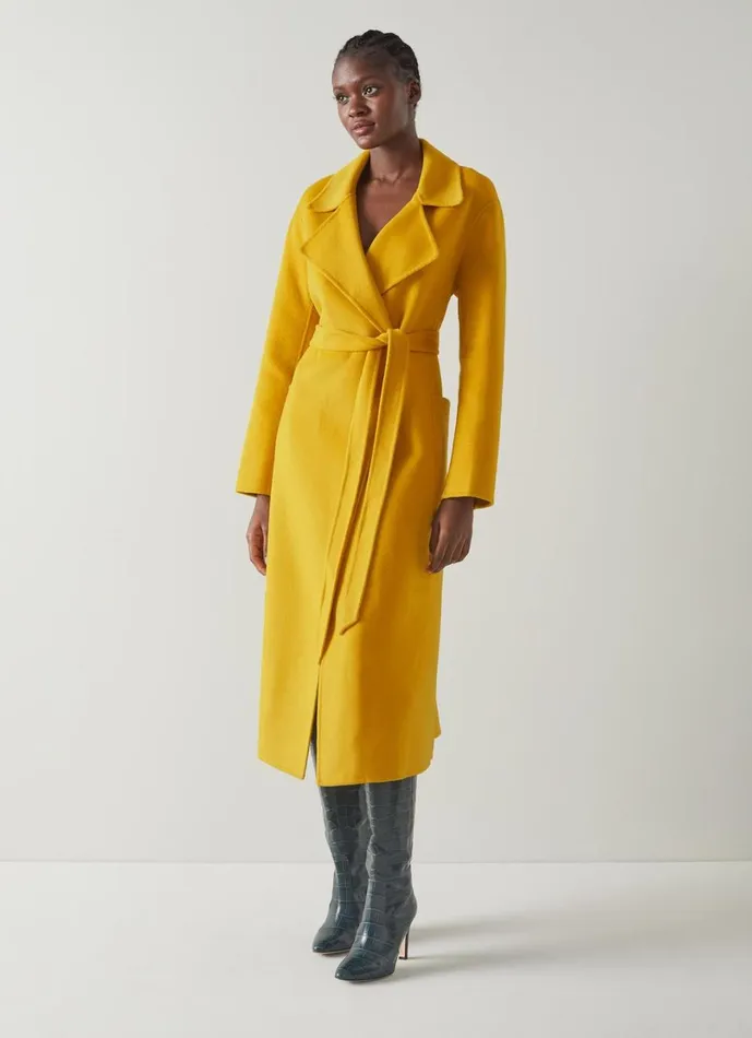 LKBennett Coats and Jackets Women Anderson Yellow DoubleFaced Wool Coat
