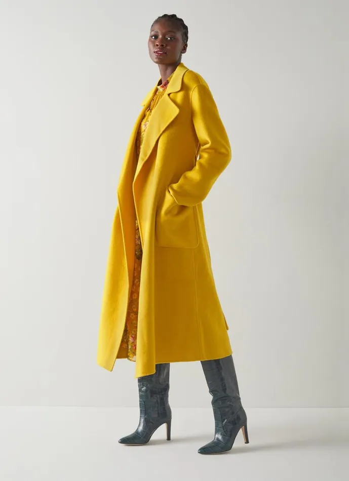 LKBennett Coats and Jackets Women Anderson Yellow DoubleFaced Wool Coat