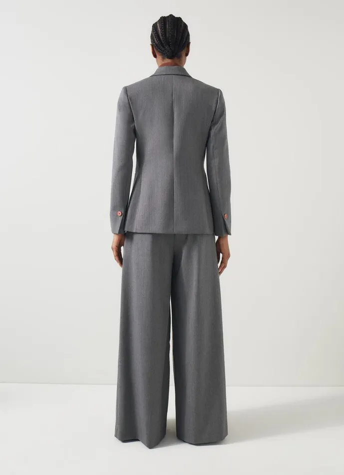 LKBennett Coats and Jackets Women Hally Grey and Pink Stripe Wool Blend Blazer LKBennett Coats and Jackets Women Hally Grey and Pink Stripe Wool Blend Blazer