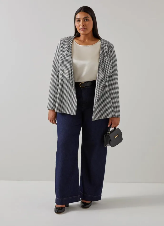LKBennett Coats and Jackets Women Laurie Black and Cream Houndstooth Tailored ECOVERO Jacket LKBennett Coats and Jackets Women Laurie Black and Cream Houndstooth Tailored ECOVERO Jacket