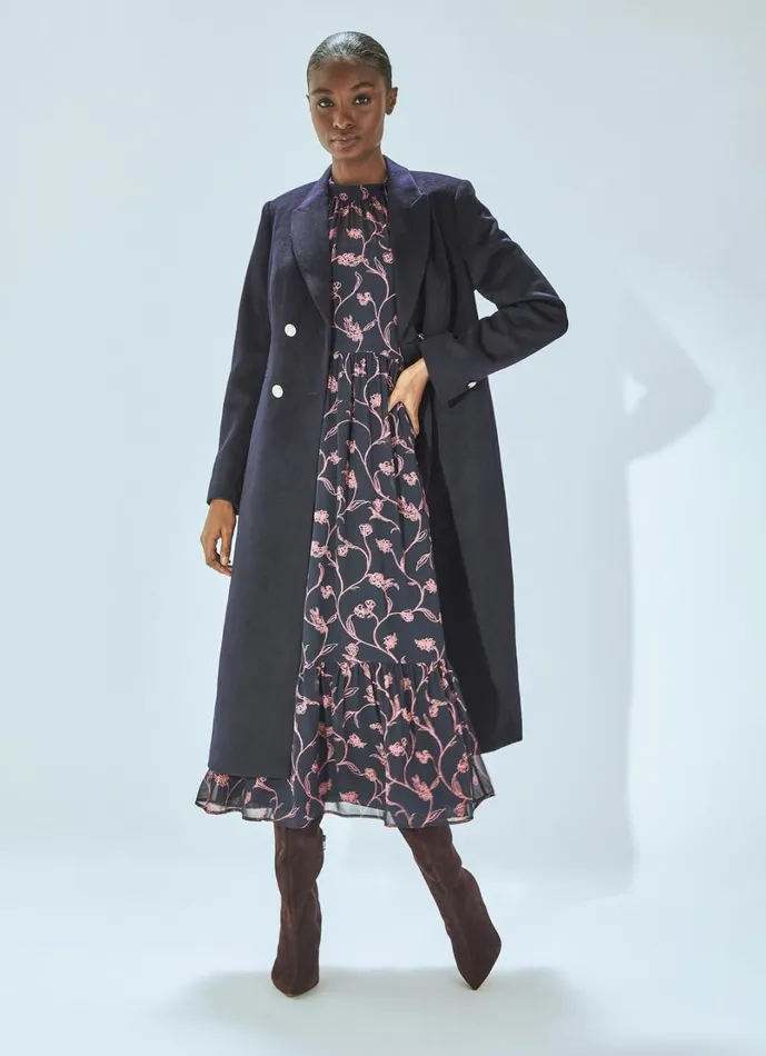LKBennett Coats and Jackets Women Mariner Navy Wool Coat